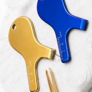 Peigne en Y en acier inoxydable couleur plasma bleu et or, outil de maquillage pour rehaussement de cils, outil de beauté pour maquillage des cils, ensemble d'outils de beauté - Product Image 3
