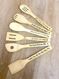 Custom Engraved Wooden <b>Spoon</b> Bamboo Cutlery Serving <b>Spoon</b> Kitchen Gift for Party Picnic Camping - Product Image 2