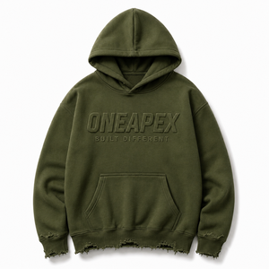 Sudadera con Capucha para Hombre, Color Verde Oliva, Tejido Grueso Lavado, Estilo Oversize, Logotipo Grabado, Ropa Urbana, OEM ODM - Product Image 1