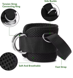 สายรัดข้อเท้า 1 ชิ้นสำหรับเครื่องออกกำลังกายแบบสายเคเบิล, ปรับได้, สวมใส่สบาย, ทำจากนีโอพรีน, เสริมความแข็งแรงด้วยห่วงรูปตัว D สองวง, สายรัดข้อเท้าคุณภาพพรีเมียมสำหรับผู้ชายและผู้หญิง - Product Image 2