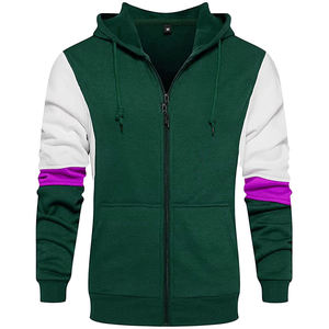 Sweat-shirt à capuche zippé personnalisé pour homme en molleton de coton, fermeture éclair intégrale, vêtement d'extérieur décontracté, approvisionnement en gros, faible MOQ - Product Image 3
