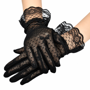 Gants élégants en dentelle noire, longueur poignet, transparents, séchage rapide, coton et élasthanne, pour toutes les saisons, parfaits pour les soirées - Product Image 3