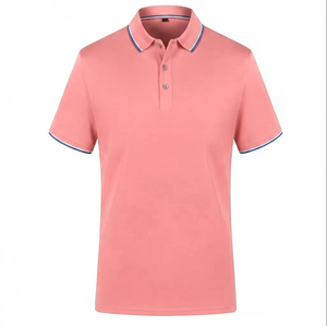 Polo en piqué de coton pour homme, manches courtes, couleur unie, respirant, coupe classique, design tricoté, col et détails bleus - Product Image 5