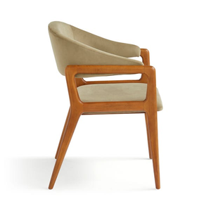 Chaise de salle à manger en teck de style moderne du milieu du siècle avec dossier incurvé - Product Image 2