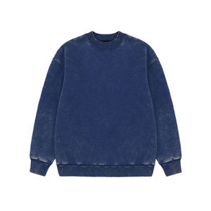 เสื้อสเวตเชิ้ตคอกลมสีเขียวมรกตสำหรับผู้ชาย ทรงโอเวอร์ไซส์ สีพื้น ผ้าถักจากฝ้าย สวมใส่สบายๆ สำหรับฤดูใบไม้ร่วง - Product Image 2