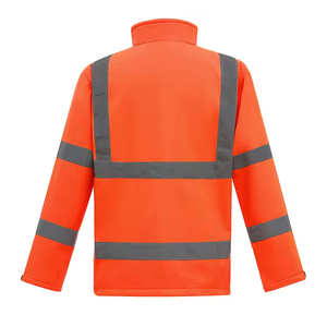 <b>Mens</b> High Visibility Security <b>Jacket</b> <b>Reflective</b> Stripe Safety Workwear with Zip Closure and Customizable Logo - Product Image 6