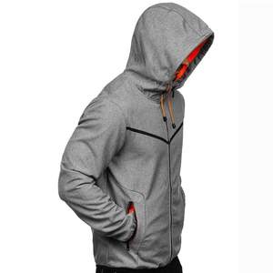Veste en polaire orange pour homme, couleur unie, fermeture éclair, coupe-vent, softshell, vêtements d'extérieur décontractés pour l'automne - Product Image 2