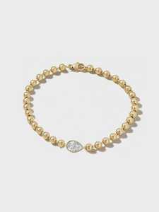 3mm Ball Chain <b>Bracelets</b> 14k <b>Solid</b> Gold 2 Ct Pear Cut Lab Grown Diamond Solitaire Everyday Wear Statement Fine Jewelry Wholesale - Product Image 5