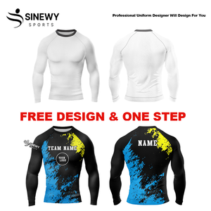 Rashguard de compression personnalisable en tissu extensible, vente en gros, Rashguard BJJ en Spandex avec impression personnalisée - Product Image 2