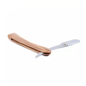 Navaja de Afeitar Profesional Plegable de Acero Inoxidable con Mango de Madera para Hombre, Logotipo y Colores Personalizados, Herramienta de Barbería para Afeitar - Product Image 3