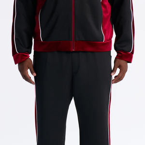 Conjunto Deportivo de Invierno para Hombre, Corte Ajustado, Personalizable al por Mayor, con Pantalones Deportivos Laterales de Terciopelo Transpirable y Ecológico - Color Borgoña - Product Image 3