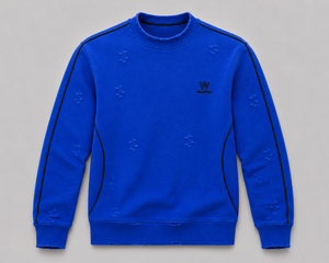 เสื้อสเวตเชิ้ตคอกลมสีน้ำเงินสำหรับผู้ชาย Warpro ทรงปกติ แต่งลายปัก โลโก้ปัก  ใส่สบายๆ สำหรับฤดูใบไม้ร่วง - Product Image 1