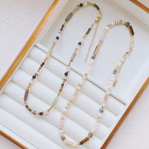 Collier baroque en pierre naturelle fait main, polyvalent, automne-hiver, acier titane intégral, douche - pas besoin de le retirer - Product Image 4