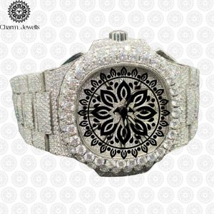 Montre de luxe Charm Jewells en acier inoxydable, mouvement mécanique, cadran 40 mm, verre, bouton poussoir, fermoir caché, mode masculine, 10 bars - Product Image 2