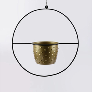 Modern Gold Metal Hanging Planter Minimalist Flower Pot <b>Holder</b> For Indoor Outdoor Home Garden <b>Wall</b> & Office Decorative - Product Image 6