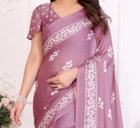 K V International KV Chiffon Georgette Imprimé Batik Fait Main Traditionnel Réversible Séchage Rapide Infroissable pour Fêtes et Mariages d'Automne