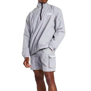 Nouveau personnalisé léger imperméable polyester/coton hiver coupe-vent ensemble court fermeture à glissière jogging course ensembles hommes décontracté - Product Image 5