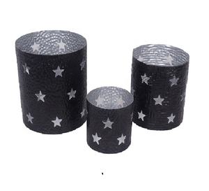 Portavelas de Metal pulido plateado interior negro con luz de té de estrella de corte, portavelas para decoración navideña - Product Image 1