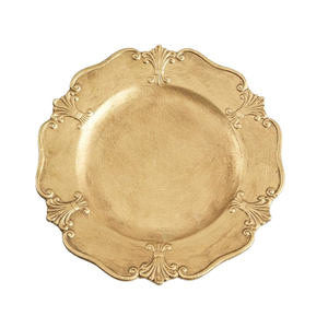 Plateau décoratif en aluminium finition antique pour la table, ensemble de plateaux décoratifs modernes de forme ronde à motif floral pour la décoration de la maison - Product Image 4