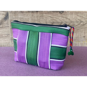 Pochette tissée en nylon recyclé écologique avec fermeture éclair logo personnalisé cosmétique à la mode pour trousse de toilette sac de rangement produit de beauté réutilisable - Product Image 2