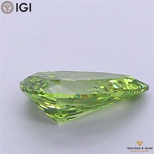 เพชรทรงลูกแพร์ 1.50 กะรัต สีเขียวแฟนซีสดใส ความสะอาดระดับ VS2 ได้รับการรับรองจาก IGI ผลิตด้วยวิธี CVD สำหรับแหวนแบบเรียบง่าย - Product Image 3
