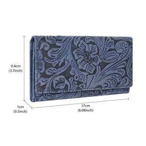 Premium Embossed Genuine Leather Ladies <b>Long</b> Clutch Wallet Snap Closure Card Holder Cash Organizer Elegant Fashion <b>Purse</b> - Product Image 2