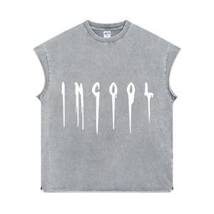 Débardeur Homme Streetwear Personnalisé, Coupe Courte et Boxy, Délavé à l'Acide, Effet Usé, en Soie Glacée, Compression, Grammage Lourd, pour l'Été - Product Image 6