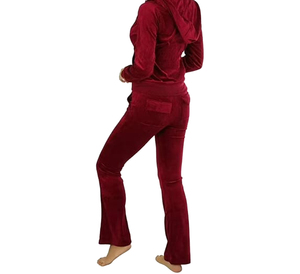 Women <b>Red</b> Hooded Spandex Lightweight Tracksuit Full Length Sleeve Side Pockets Regular Fit Casual Autumn Wear Most Selling - Product Image 2