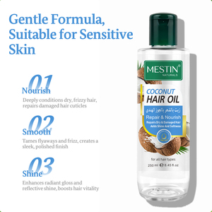 Olio per <span class=keywords><strong>Capelli</strong></span> al Cocco Mestin 250ml, Ripara e Nutre i <span class=keywords><strong>Capelli</strong></span> Secchi e Danneggiati, Aggiunge Lucentezza e Morbidezza, Trattamento Condizionante Profondo - Product Image 3