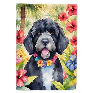 Chien d'eau portugais multicolore Luau Drapeau de jardin Boîte aux lettres Bannière décorative de cour pour patio Illustration pour parterres de fleurs de toute taille - Product Image 1