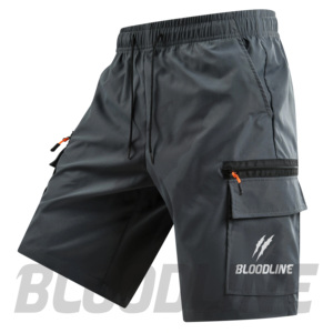 BLOODLINE Men's Orange <b>Cargo</b> <b>Shorts</b> Mid Waist Drawstring Quick Dry Casual Sport <b>Shorts</b> with Pockets - Product Image 5