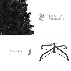 Albero di Natale Artificiale Nero Sottile Floccato da 210 cm con Supporto e Luci LED per Decorazioni Interne - Product Image 6