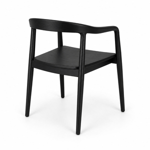 Chaise de salle à manger Selly à pieds courbés en teck indonésien de qualité supérieure, style scandinave moderne, pour restaurant, vente en gros, finition noire - Product Image 3