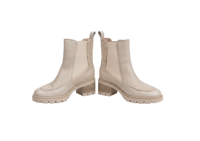 Bottines Chelsea à plateforme en PU beige, talon épais, fermeture élastique, semelle extérieure antidérapante en TPR, pour le printemps, l'été et l'automne