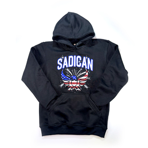 Sweat-shirt à capuche Sadican pour homme, noir, en coton French Terry, imprimé motif aigle, décontracté, pour l'automne, avec poche avant et logo - Product Image 1