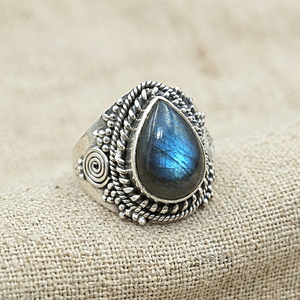 Vintage Blue Fire Labradorite <b>Ring</b> 925 Sterling Silver Rose & Yellow Gold Plated Handmade Boho <b>Statement</b> <b>Ring</b> Women Jewelry Gift - Product Image 1