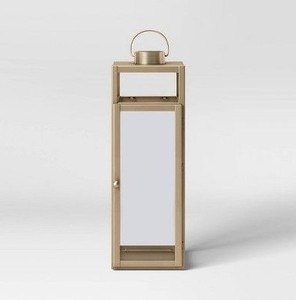 Home Decorative Dynamic Design Rectangle Shape Metal & Glass Candle <b>Lantern</b> Centerpiece for Floor Home & Hotel in <b>Gold</b> Finished - Product Image 4