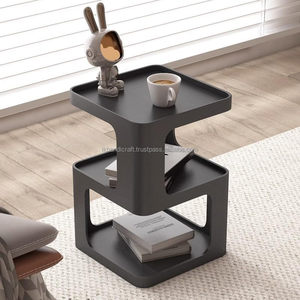 Top vente blanc moderne 2 niveaux piédestal métal table de chevet petits espaces Accent Table d'appoint pour chambres Table basse extérieure - Product Image 5