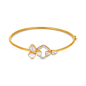 Luxury 18K Gold Plated Geometric Open Hexagon Bangle <b>Bracelet</b> for Women | <b>White</b> CZ Diamond Floral Leaf Cuff <b>Bracelet</b> | Elegant M - Product Image 2