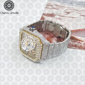Charm Jewells Montre de luxe pour femme en acier inoxydable, boîtier tonneau de 38 mm, lunette sertie de diamants, quartz analogique, fermoir pliant - Product Image 2