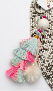 <b>Tassel</b> Bracelet With Beaded Strand And Colorful Fringe Decorative Jewelry Accessory - Product Image 4