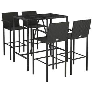 Ensemble de bar de jardin en polyrotin noir durable, 5 pièces, meubles d'extérieur durables - Product Image 3