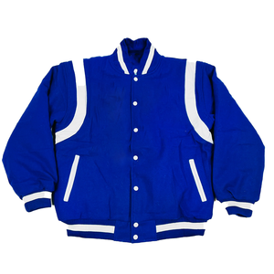 Chaqueta Varsity de Lana Azul para Hombre, Estilo Clásico Urbano, Logotipo Personalizado Bordado, Estilo Universitario, Fabricante OEM, Resistente al Viento - Product Image 1