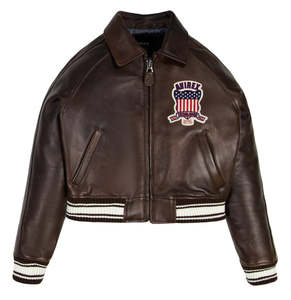 Avirex Women's High Quality Dyed Breathable Leather Varsity <b>Jacket</b> Crew Neck Customized Color Windproof Eco-Friendly Quick Dry - Product Image 1