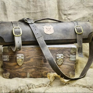 Estuche Portaherramientas de Cuero Genuino, Enrollable, Plegable, Multiusos, Estuche para Cuchillos Clásico, Ecológico, Ligero, para Viaje - Product Image 1