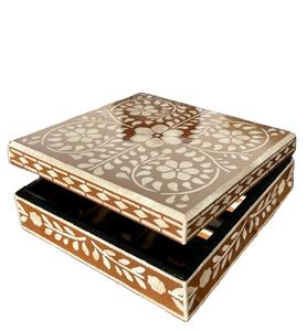 High Quality Modern Gold Color Square Pattern Bone Inlay Tableware and <b>Jewelry</b> <b>Box</b> Wholesale Price - Product Image 3