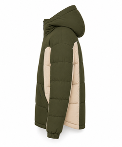 Factory Direct Hooded Puffer <b>Jacket</b> Cold Weather Quilted Padding Elastic Cuffs Custom Woven Patch Service Secure Zipper Pockets - Product Image 2