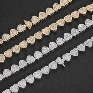 Collar de cadena con eslabones en forma de corazón para hombre, en plata de ley 925 con eslabones con incrustaciones de moissanita, joyería de lujo y moda para hombre. - Product Image 5