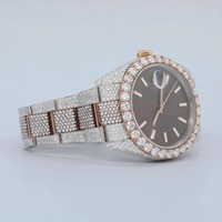 Montre mécanique en or blanc certifiée VVS1 Moissanite personnalisable, style hip-hop, automatique, unisexe, pour homme