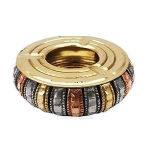 Nautical Wheel Design Brass <b>Ashtray</b> with Custom Fingerprint Metal Lid for Home Restaurant Bar Office - Product Image 1